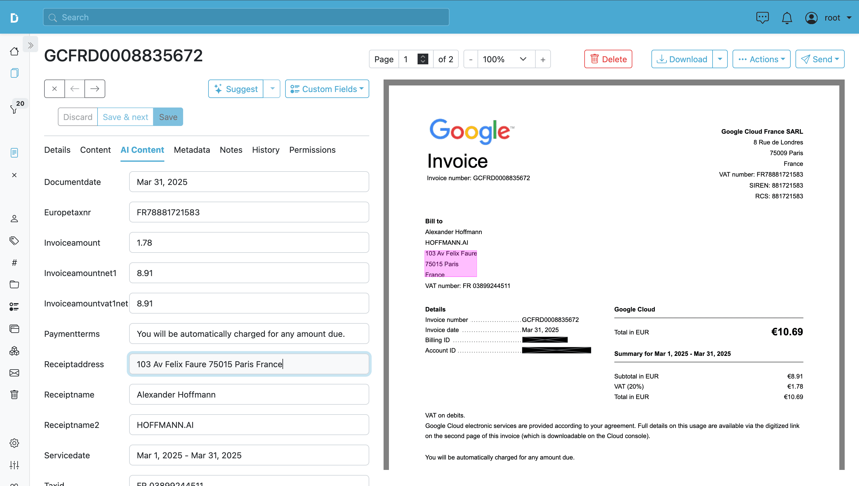 Screenshot des HOFFMANN.AI Workspaces
